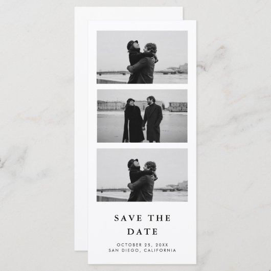 Fotostrip met QR-code Trouwen Save The Date (Voorkant / Achterkant)