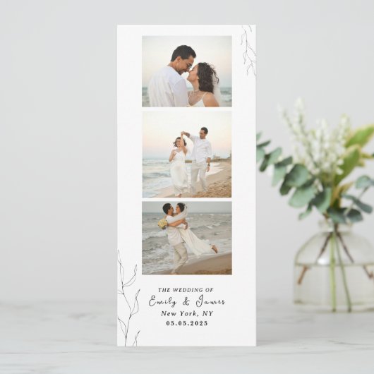 Fotostrip Minimalistische Event bruiloft Save The Date (Staand voorkant)