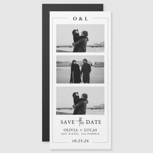 Fotostrip Monogram Rand Magnetische bruiloft (Voorkant / Achterkant)