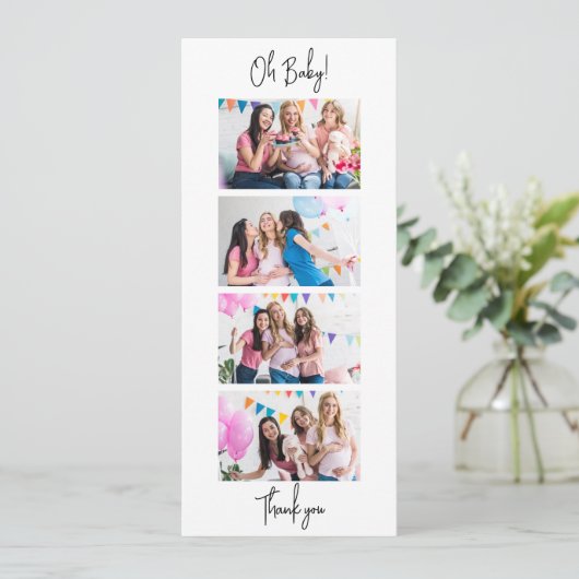 Fotostrip Photobooth Baby shower Bedankt Kaart (Staand voorkant)