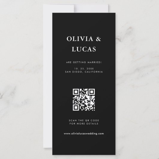 Fotostrip QR Code Black Wedding Sla de datum op (Achterkant)