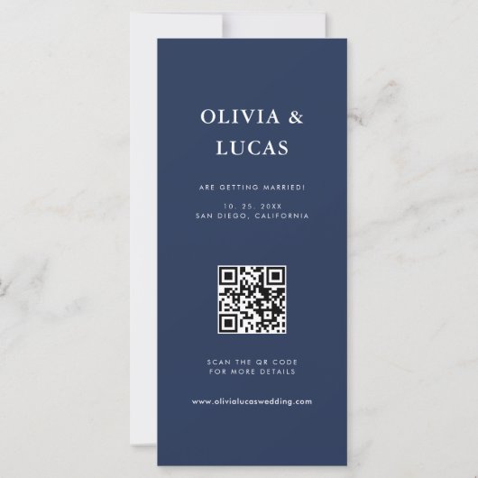 Fotostrip QR Code Navy Blue Wedding (Achterkant)