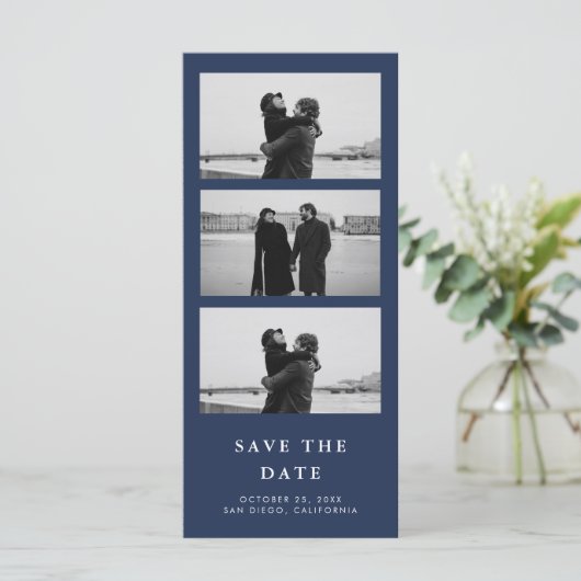 Fotostrip QR Code Navy Blue Wedding (Staand voorkant)