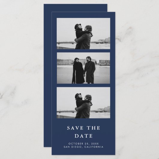 Fotostrip QR Code Navy Blue Wedding (Voorkant / Achterkant)