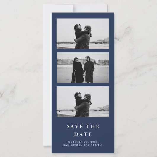Fotostrip QR Code Navy Blue Wedding (Voorkant)