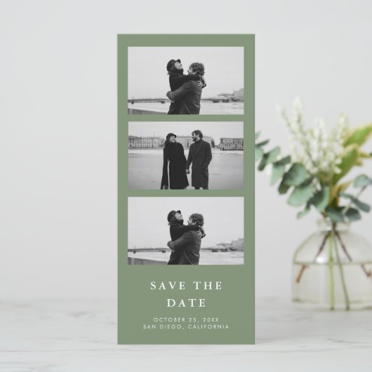 Fotostrip QR Code Sage Green Wedding (Staand voorkant)