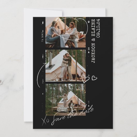 Fotostrip Trendy Moderne foto bruiloft Save The Date (Voorkant)