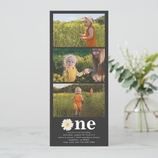 Fotostrip Verjaardag Uitnodiging (Staand voorkant)