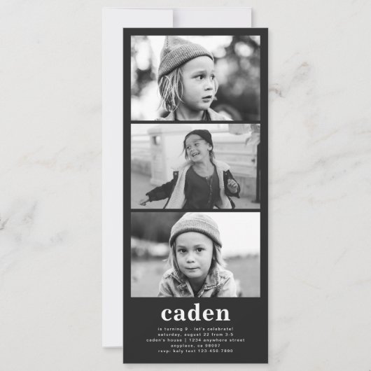 Fotostrip Verjaardag Uitnodiging (Voorkant)