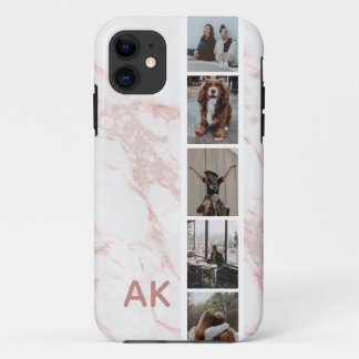 Fotostrips Roze Marmer Aangepaste Initialen Case-Mate iPhone Case