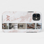 Fotostrips Roze Marmer Aangepaste Initialen Case-Mate iPhone Case (Achterkant (horizontaal))