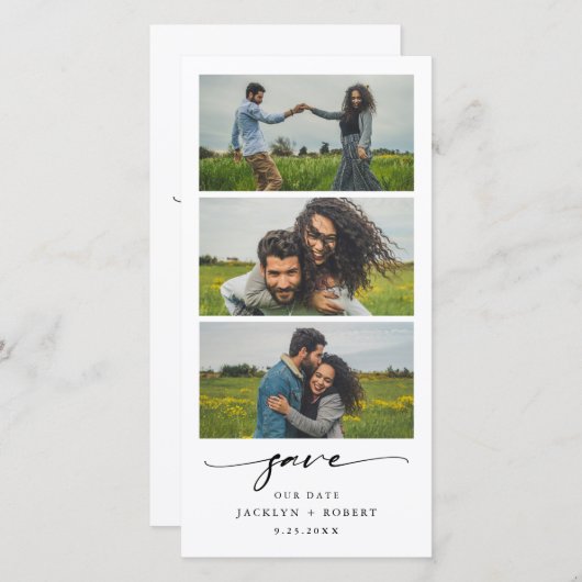 Fotostrook Sla de datum Fotocabine Trouwdatum op Save The Date (Voorkant / Achterkant)