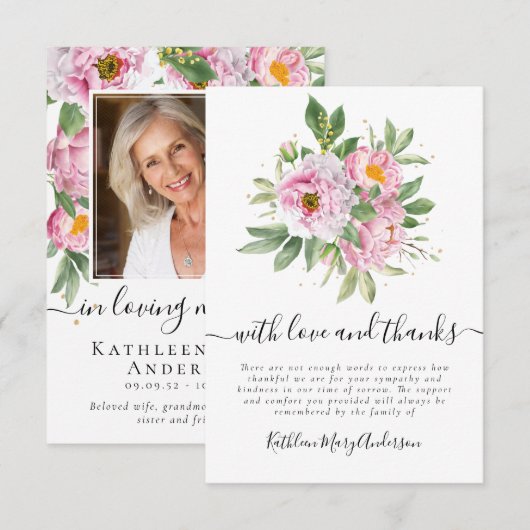 Fotosympathie begrafenis Memorial Hartelijk dank Bedankkaart (Voorkant / Achterkant)