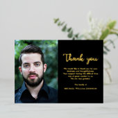 Fotosympathie Bereavement Funeral Black Gold Folie Uitnodiging (Staand Voorkant)