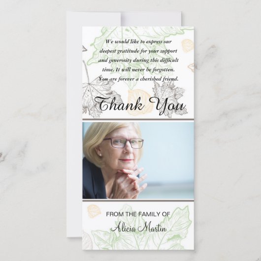 Fotosympathie Memorial Dank u herfst leves Bedankkaart (Voorkant)