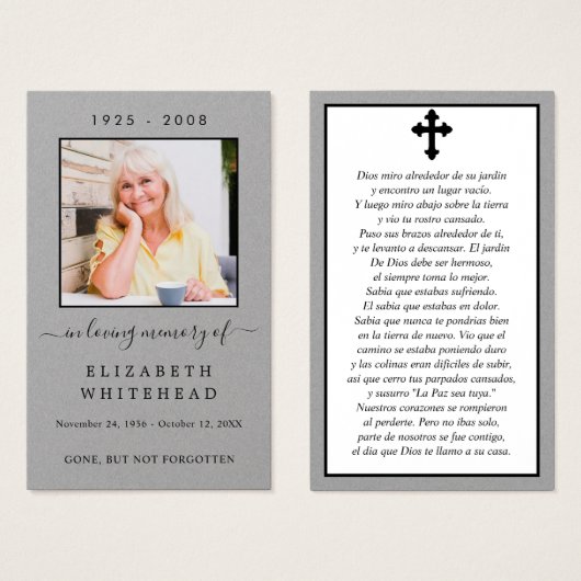 Fotosympathie Spaanse funeral Prayer Card Visitekaartje (Voorkant /achterkant)