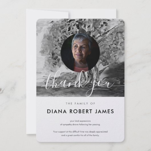 Fotosympathie voor Chic Black en White Trees Bedankkaart (Voorkant)