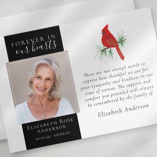 Fotosympathie voor eeuwig in ons hart bedankkaart