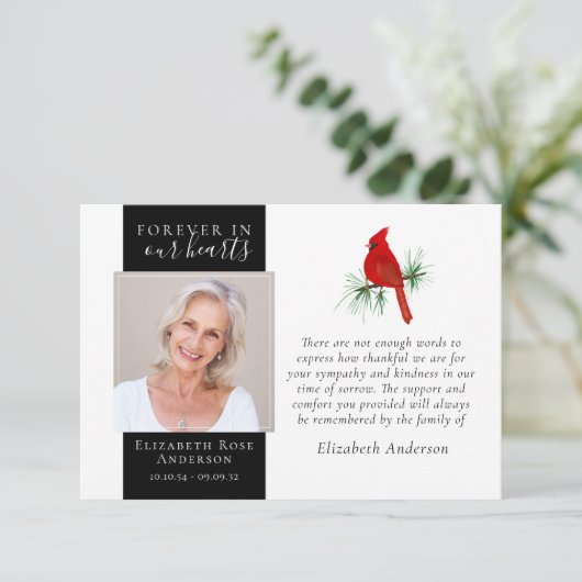Fotosympathie voor eeuwig in ons hart bedankkaart (Staand voorkant)