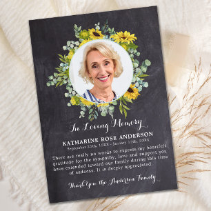 Fotosympathie voor funeral Sunflower Eucalyptus Bedankkaart