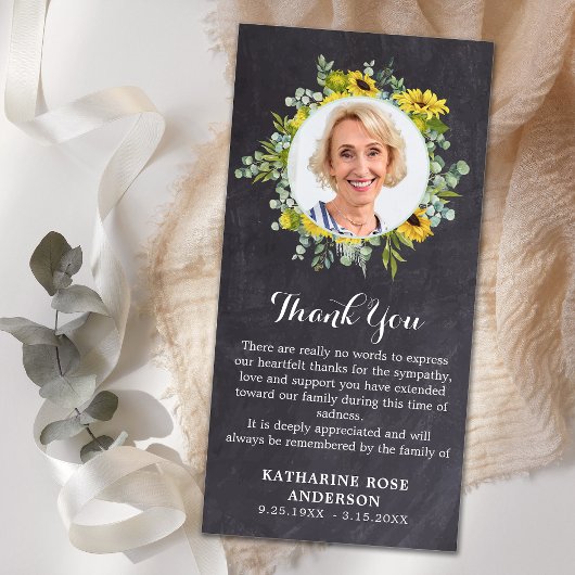 Fotosympathie voor funeral Sunflower Eucalyptus Bedankkaart