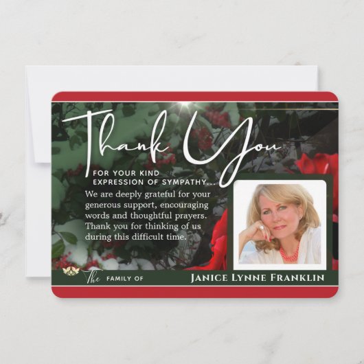 Fotosympathie voor groene en rode feestdag kaart (Voorkant)