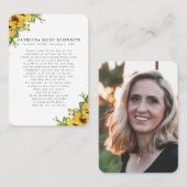 Fotosympathie voor zonnebloem Funeral Memorial Kaa Visitekaartje (Voorkant / Achterkant)