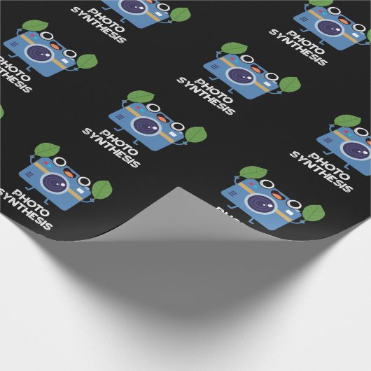 Fotosynthese Grappige Camera Pun Dark BG Cadeaupapier (Hoek)