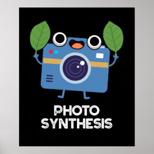 Fotosynthese Grappige Camera Pun Dark BG Poster