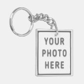 Fototekst dubbelzijdig Visitekaartje vierkant Sleutelhanger (Voorkant Links)
