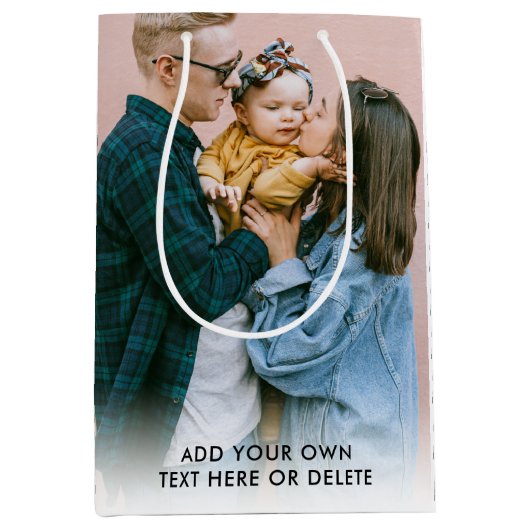 Fototekst Kerstmis Medium Cadeauzakje (Voorkant)