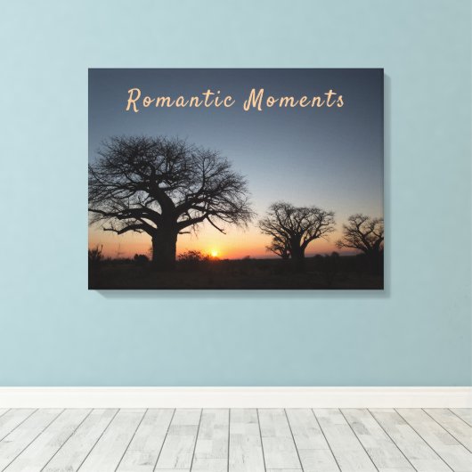 Fototekst op Sunset romantic moment Sacred Baobabs Canvas Afdruk (Insitu (Houten vloer))