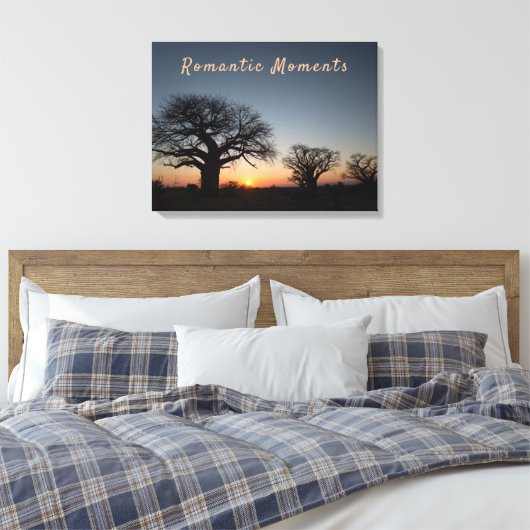 Fototekst op Sunset romantic moment Sacred Baobabs Canvas Afdruk (Insitu (Slaapkamer))