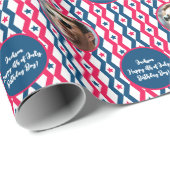 Fototekst Rood Blauw Wit 4th van Juli Diamond Cadeaupapier (Rol Hoek)