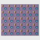 Fototekst Rood Blauw Wit 4th van Juli Gestreept Cadeaupapier (Vlak)