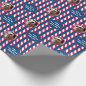 Fototekst Rood Blauw Wit 4th van Juli Gestreept Cadeaupapier (Hoek)