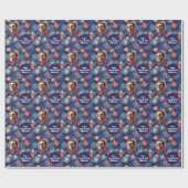 Fototekst Rood Blauw Wit 4th van Juli Verjaardag Cadeaupapier (Vlak)