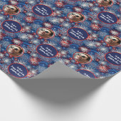 Fototekst Rood Blauw Wit 4th van Juli Verjaardag Cadeaupapier (Hoek)