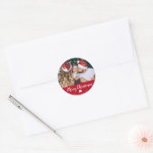 Fototekst voor kerstfeestdagen ronde sticker (Envelop)
