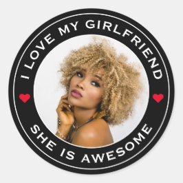 Fototeksthart Ik hou van mijn Geweldige Vriendin Ronde Sticker