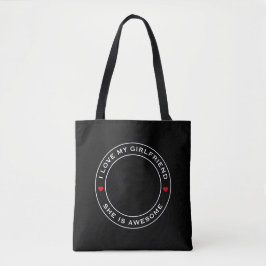 Fototeksthart Ik hou van mijn Geweldige Vriendin Tote Bag