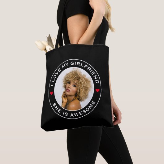 Fototeksthart Ik hou van mijn Geweldige Vriendin Tote Bag (Dichtbij)