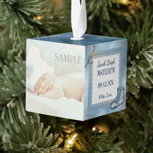 Fototemplate Cute Blue Baby Kubus Ornament (Boom)