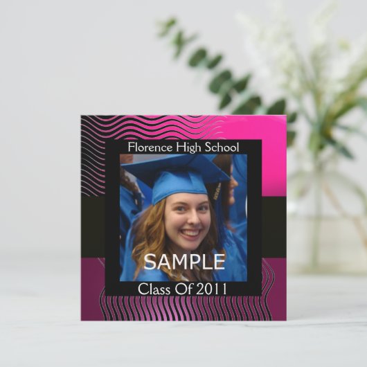 FOTOTEMPLATE MONOGRAM, Fuchsia Kaart (Staand voorkant)