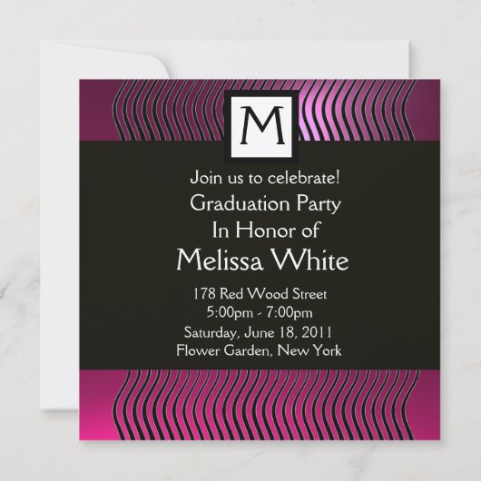 FOTOTEMPLATE MONOGRAM, Fuchsia Kaart (Achterkant)