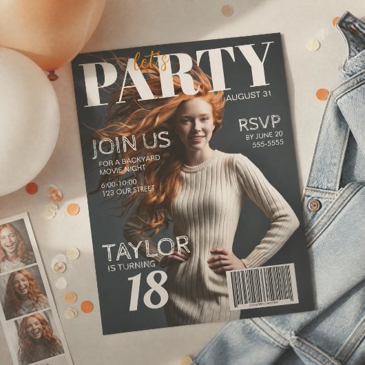 Fototijdschrift Style 18th Birthday Invitation Kaart