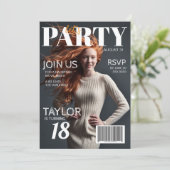 Fototijdschrift Style 18th Birthday Invitation Kaart (Staand voorkant)