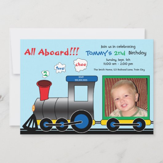 Fototrein in kleurrijke uitnodiging (Voorkant)