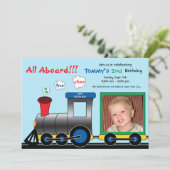 Fototrein in kleurrijke uitnodiging (Staand voorkant)