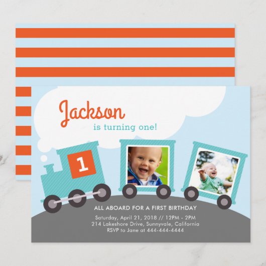 Fototreintpartij uitnodigen kaart (Voorkant / Achterkant)